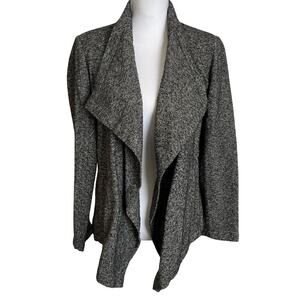 Eileen Fisher Cardigan Size XS Gray Marled Cotton Blend Knit Open Collar
